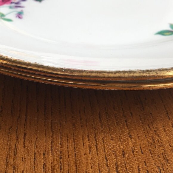 Vintage Ridgway Chateau Rose Salad Plates 22 Kt gold edge. - Picture 5 of 6